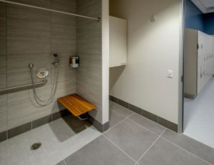 ADA accessible shower with grab bar